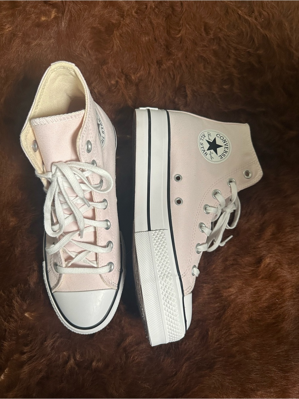 Converse High Top Sneakers - Pale Pink & White Platform